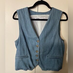 Zara Light Blue Denim Top